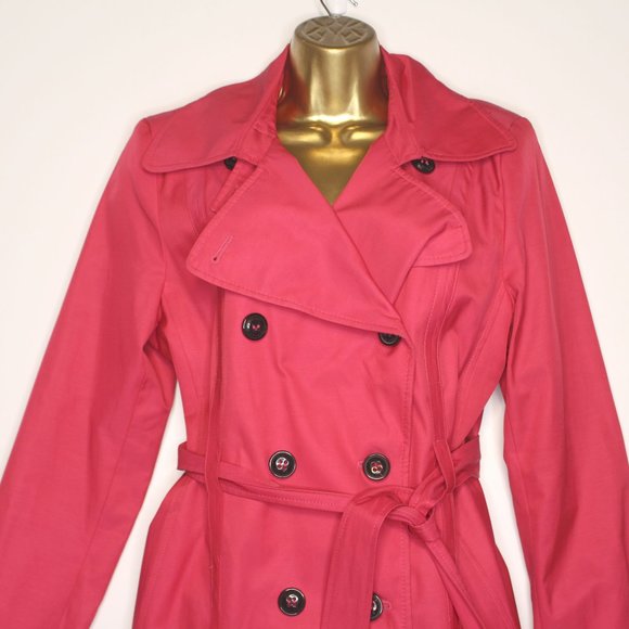DKNY Pink BUTTON UP BELTED Trench Coat - Picture 2 of 6